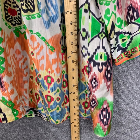 Johnny Was XL Silk Boho Bohemian Embroidered V Neck‎ Tunic Top Blouse - Picture 5 of 9